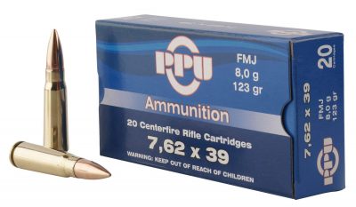 PPU Rifle Ammo 7.62x39 FMJ 123gr