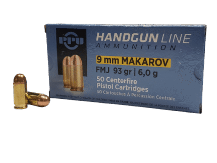 PPU Pistol Ammo 9mm Makarov FMJ 93gr