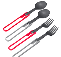 MSR 4 Pc Folding Spoon & Fork Kit ( 2 Each: Red, Gray) MSR 4 Pc Folding Spoon & Fork Kit ( 2 Each: Red, Gray)