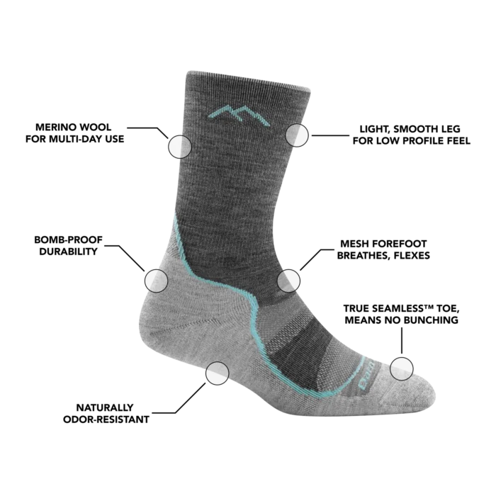 Darn Tough Light Hiker Micro Crew Léger Avec Coussin, Taupe, L Femme