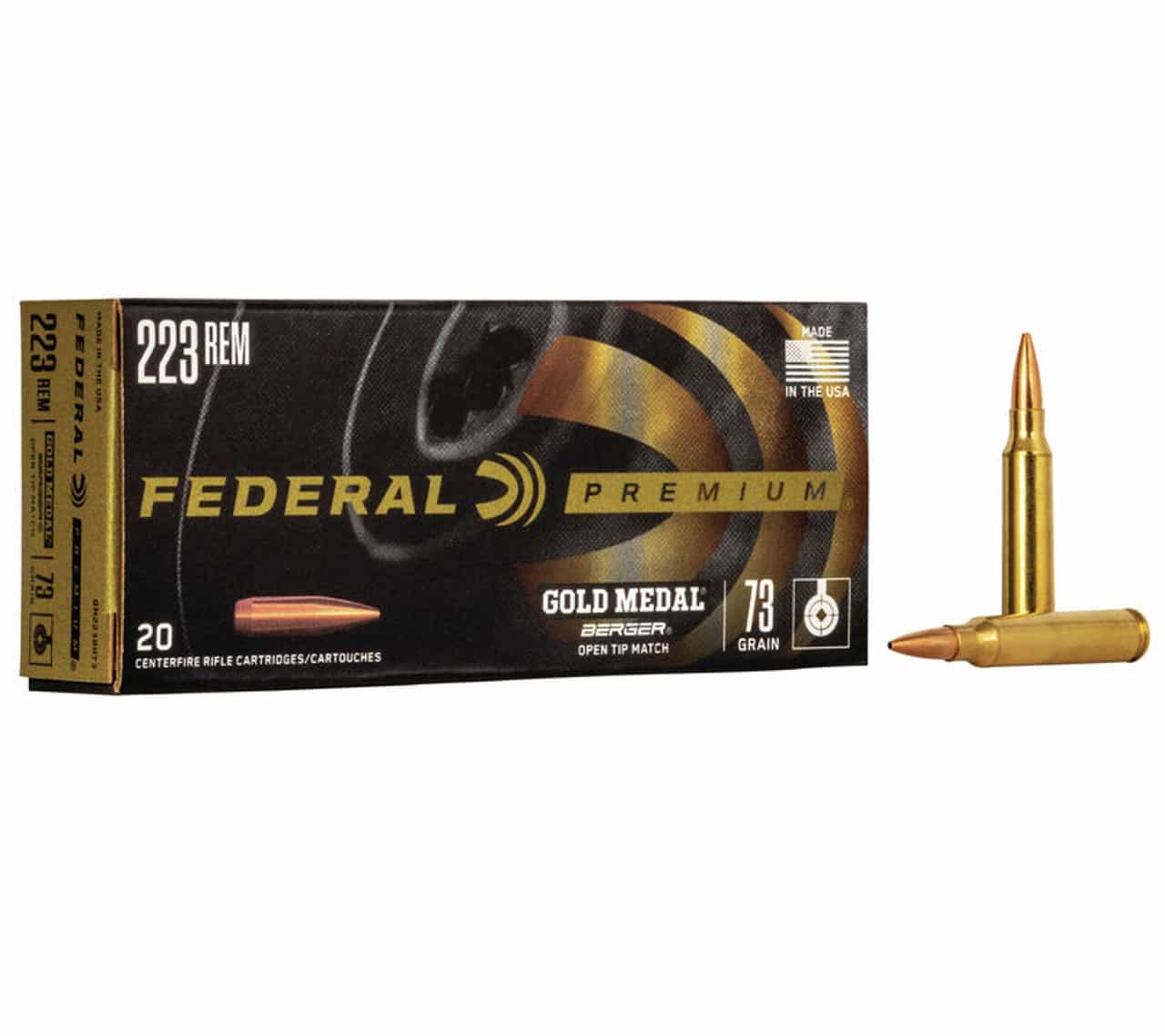 Federal Gold Medal Match 223 Rem 73gr Berger Hybrid BTHP 20rd Box Federal Gold Medal Match 223 Rem 73gr Berger Hybrid BTHP 20rd Box - Image 1
