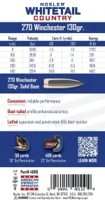 Nosler WCA 270 Win 130gr SBSP - Image 2
