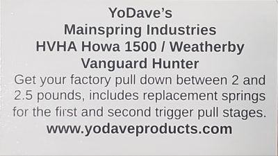 YoDave Weatherby/Howa 2 Stage Trigger Hunter Spring Set