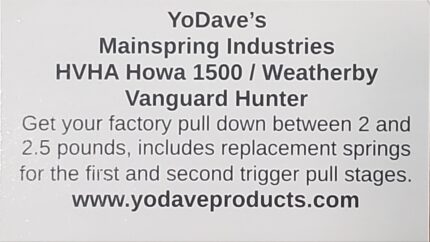 YoDave Weatherby/Howa 2 Stage Trigger Hunter Spring Set