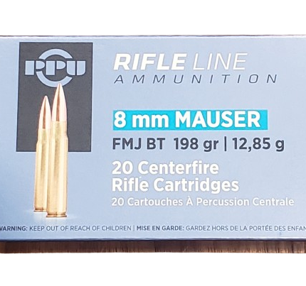 PPU Rifle Ammo 8mm Mauser 198gr FMJ