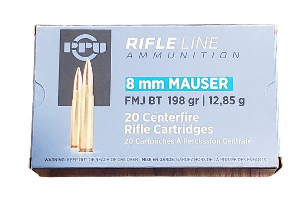 PPU 8mm Mauser FMJ 198gr PPU Rifle Ammo 8mm Mauser 198gr FMJ