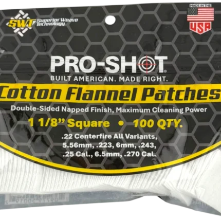 Pro-Shot 1-1/8in Square Patches 22cal to 270cal 100pk